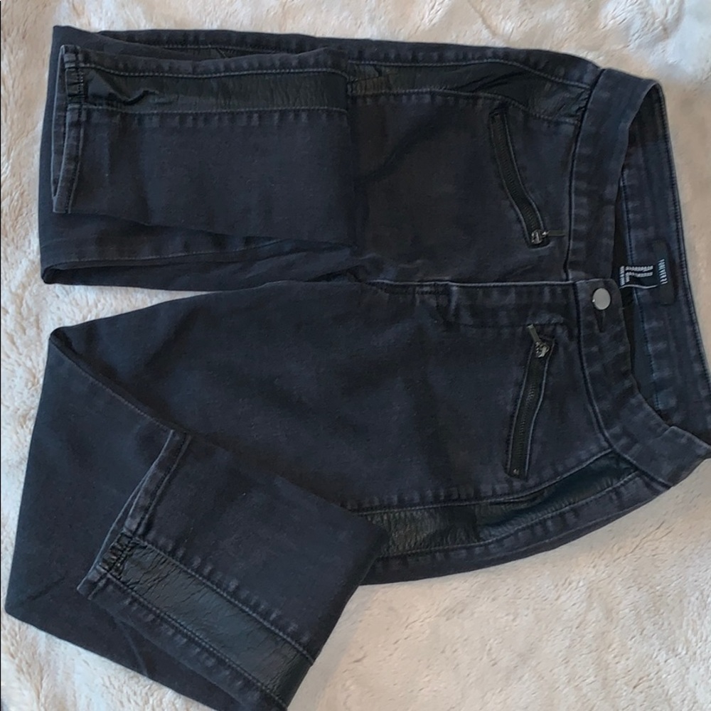 Size 27 Forever 21 black mixed media Jeans